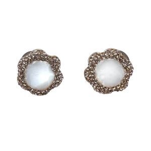 La Costa 925 Sterling with Gold Swarovski Crystal & White Quartz Stud Earrings